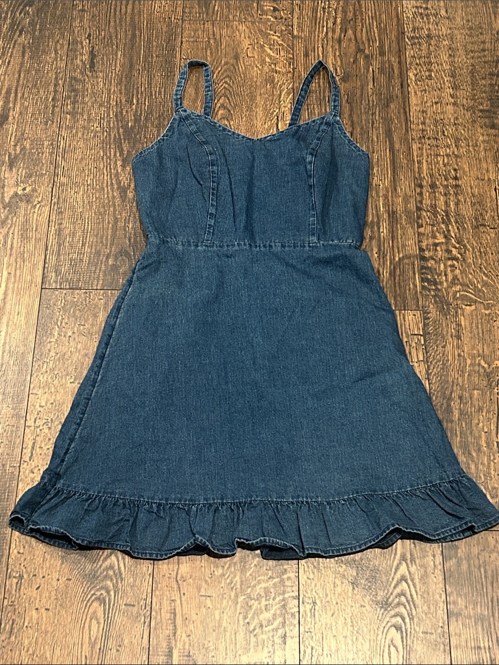 Old Navy Fit & Flare Cami Ruffle-Hem Jean Dress